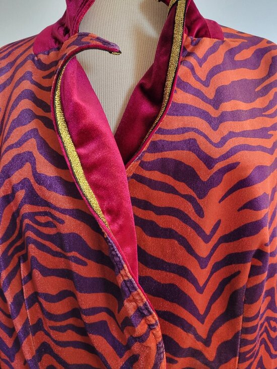 Source Unknown Jackets & Blazers - NWOT Women’s Velvet Zebra Print Blazer | Purple & Orange | Gold Mesh Trim | Size